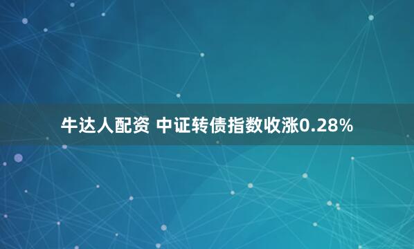 牛达人配资 中证转债指数收涨0.28%